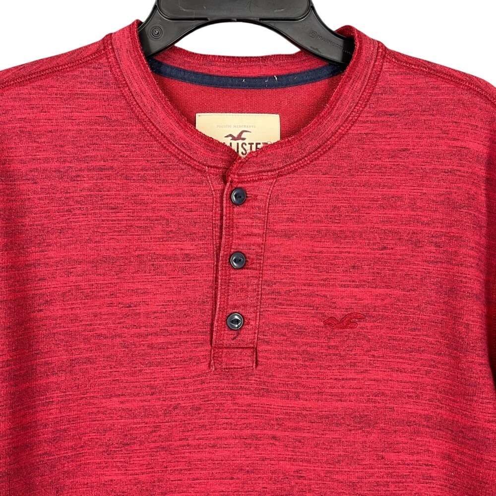Hollister Henley‎ Shirt Mens M Red Streetwear Minimalist Y2K Rvival Layering Top